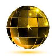 Vector gold 3d futuristic sparkling object bright plastic ball