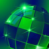 Plastic pixilated background with dimensional sphere synthetic N2