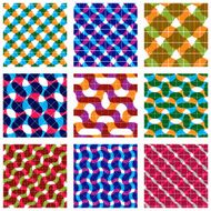 Set of multicolored grate seamless patterns with parallel ribbon N2