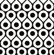 Black and white vector seamless pattern with droplets dots