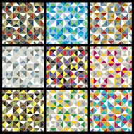 Squared blocks with bright geometric colorful triangles separate