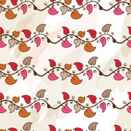 Vector seamless hand-drawn pattern of colored autumn and summer leaves