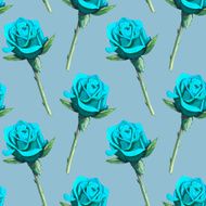 Watercolor seamless pattern with blue roses flowers