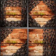 Vector wood and metal background set N3