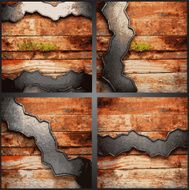 Vector wood and metal background set N4