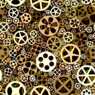Seamless background of bronze gears wheels