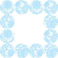 Concept winter frame with snowballs and snowflakes