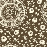 Magic seamless nature pattern with abstract flowers coral and stones