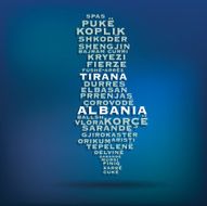 Albania map made with name of cities