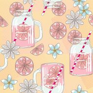 Cute Hand Drawn Lemonade Mason Jars And Summer Flowers N2