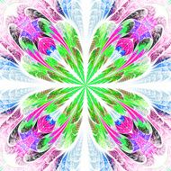 Symmetrical pattern in stained-glass window style Purple green