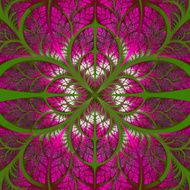 Symmetrical pattern of the leaves in green and pink Collection