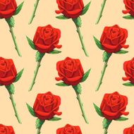 Watercolor seamless pattern with red roses flowers N6