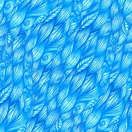 Blue hair waves doodle seamless pattern N2