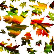Seamless texture with colored watercolor maple leaves N18