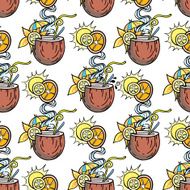 Summer cocktail pattern background N10