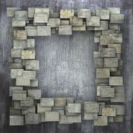 3d gray square tile grunge pattern on grungy wall