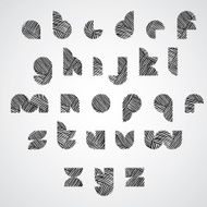 Simple shape letters font with hand drawn lines pattern