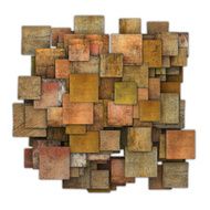 3d orange red brown square tile grunge pattern on white
