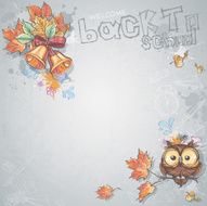 school bell autumn leaves and intelligent owl