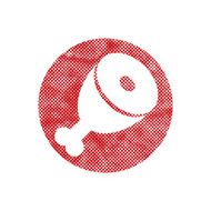 Vector icon of Meat with pixel print halftone dots texture