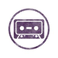 Audio cassette icon with halftone dots print texture