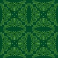 dark green seamless pattern with floral elements - vector