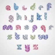 Simple shape color letters digital style font hand drawn