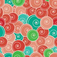Red and green curls seamless pattern