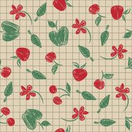 Seamless pattern sketch with fruit and berries
