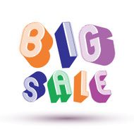 Big Sale advertising phrase 3d retro style geometric letters