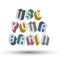 Use Your Brain phrase 3d retro style geometric letters N2