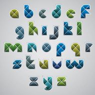 Geometric modern style digital letters alphabet with rhombuses