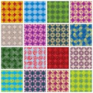 Colorful retro style tiles seamless patterns set