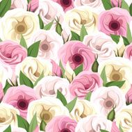 Seamless pattern with pink and white lisianthus flowers Vector illustration