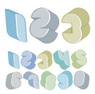 3d futuristic numbers set with lines textures
