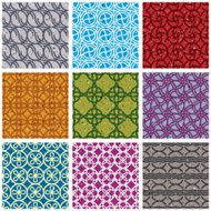 Colorful vintage tiles seamless patterns set 2