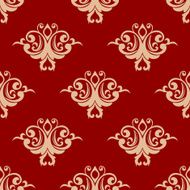 Red on beige floral seamless pattern