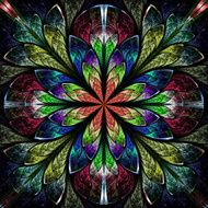 Multicolor beautiful fractal in stained glass window style N2