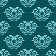 Turquoise blue damask style seamless pattern