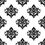 Black and white repeat floral arabesque pattern
