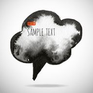Black watercolor blob isolated on white N5