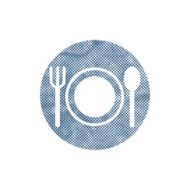 Plate with Cutlery pixel print halftone dots texture