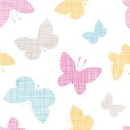 Textile textured colorful butterflies seamless pattern background N2