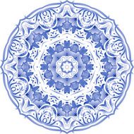Blue floral circle pattern in gzhel style