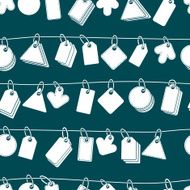 Sale tags on a rope seamless background