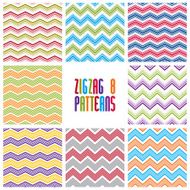 Zig zag geometric seamless patterns set vector backgrounds