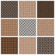 Monochrome brown vintage style tiles seamless patterns set