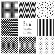Seamless black and white geometric background set N5