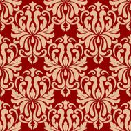 Ornate arabesque repeat pattern on red